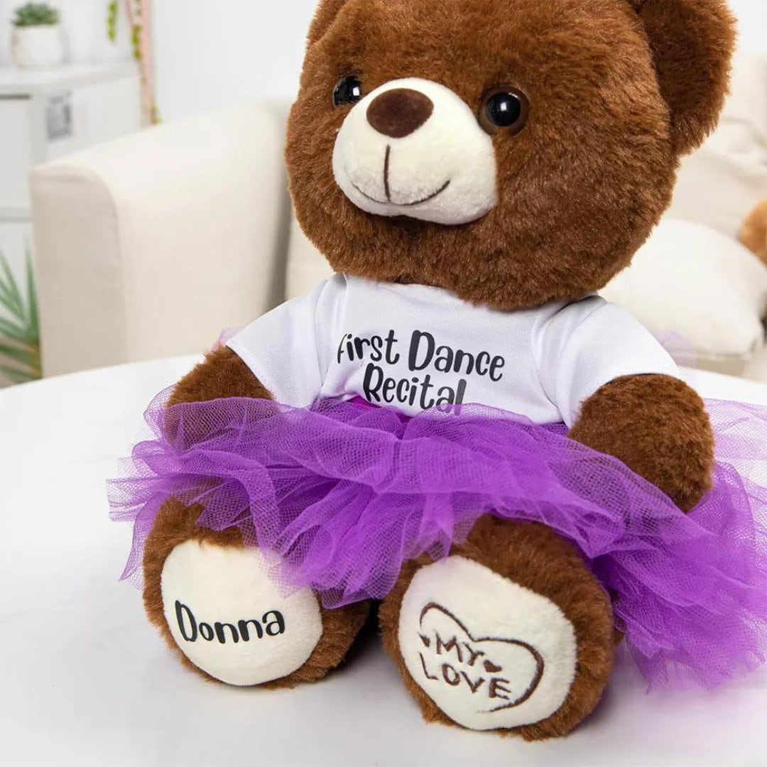 Personalized Ballerina Plush Bear with Name and Custom Text