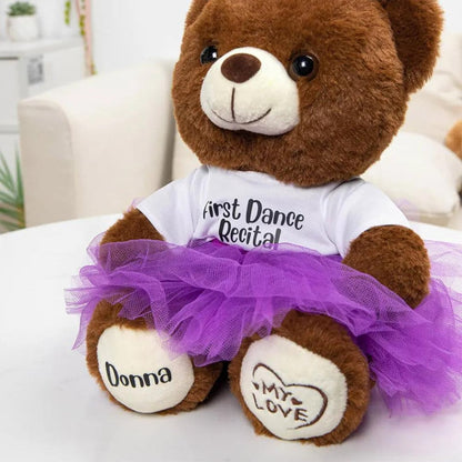 Personalized Ballerina Plush Bear with Name and Custom Text