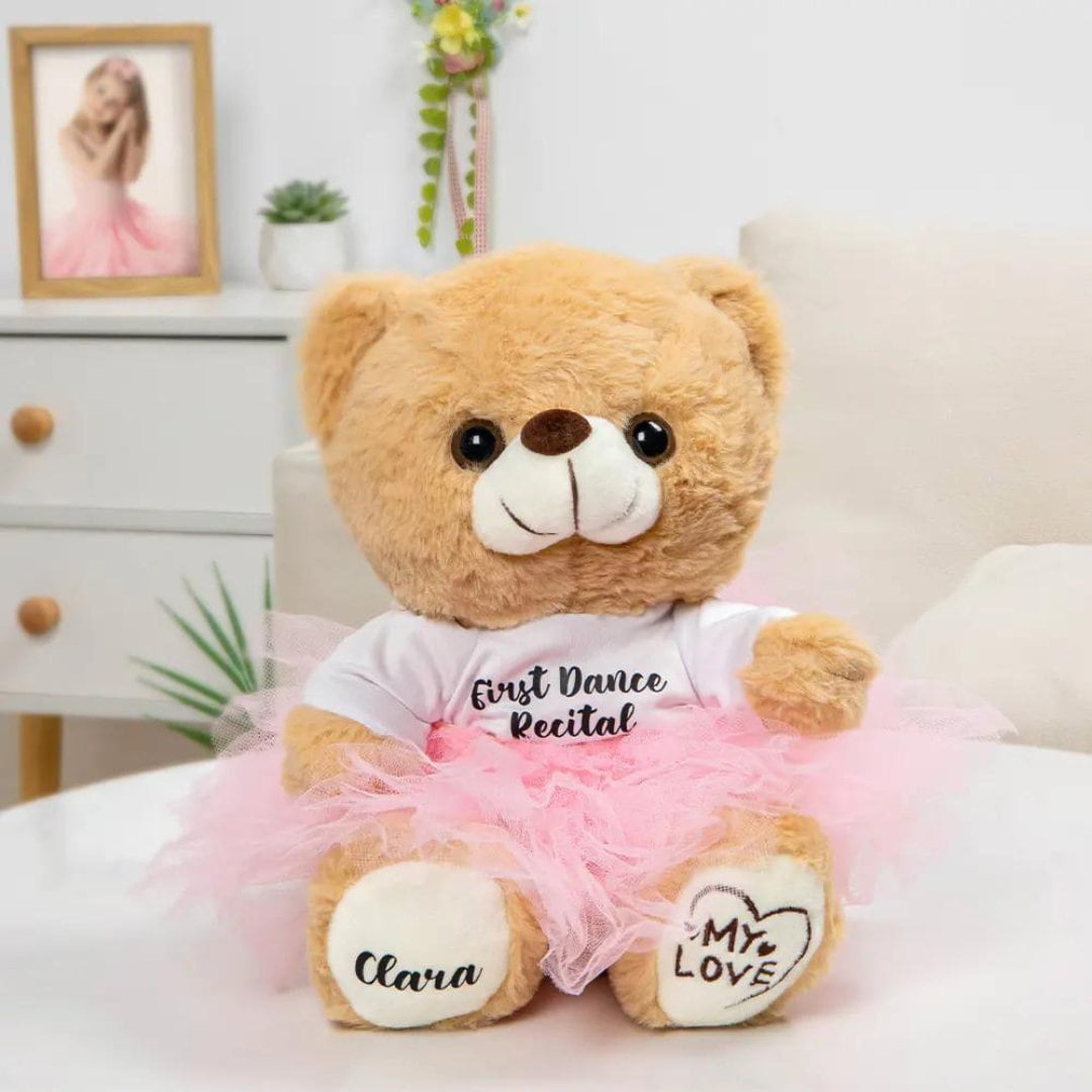 Personalized Ballerina Plush Bear with Name and Custom Text