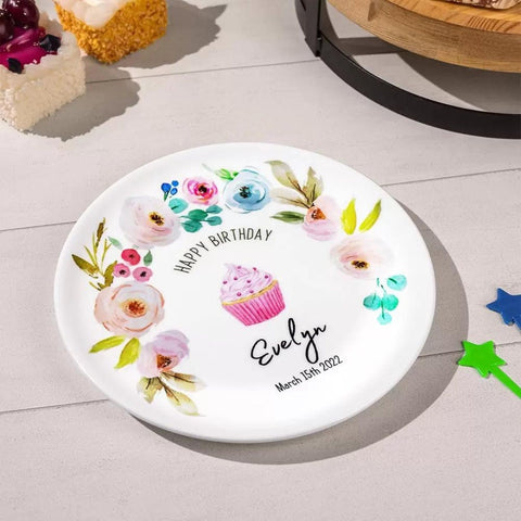Happy Birthday Plate with Custom Name & Date