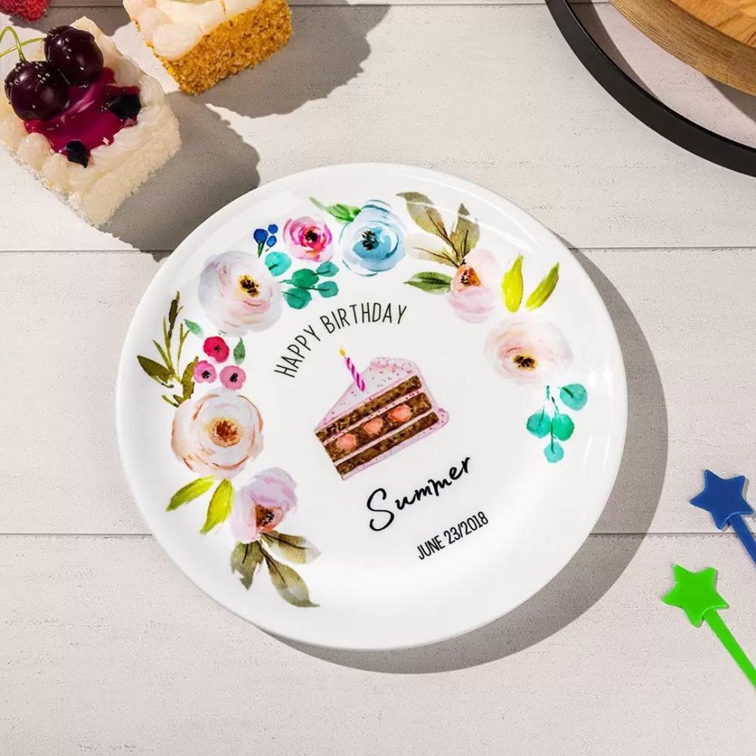 Happy Birthday Plate with Cutom Name & Date