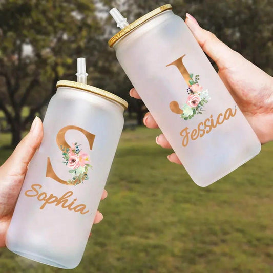 Floral Coffee Cup with Custom Name/Initial
