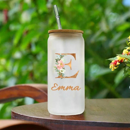 Floral Coffee Cup with Custom Name/Initial