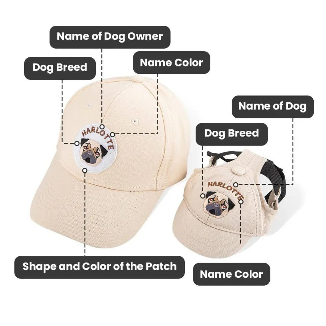 Embroidered Dog and Owner Baseball Caps with Breed & Custom Names