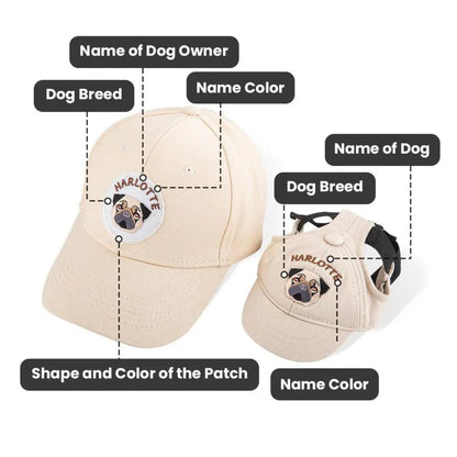 Embroidered Dog and Owner Baseball Caps with Breed & Custom Names