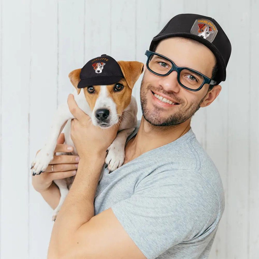 Embroidered Dog and Owner Baseball Caps with Breed & Custom Names
