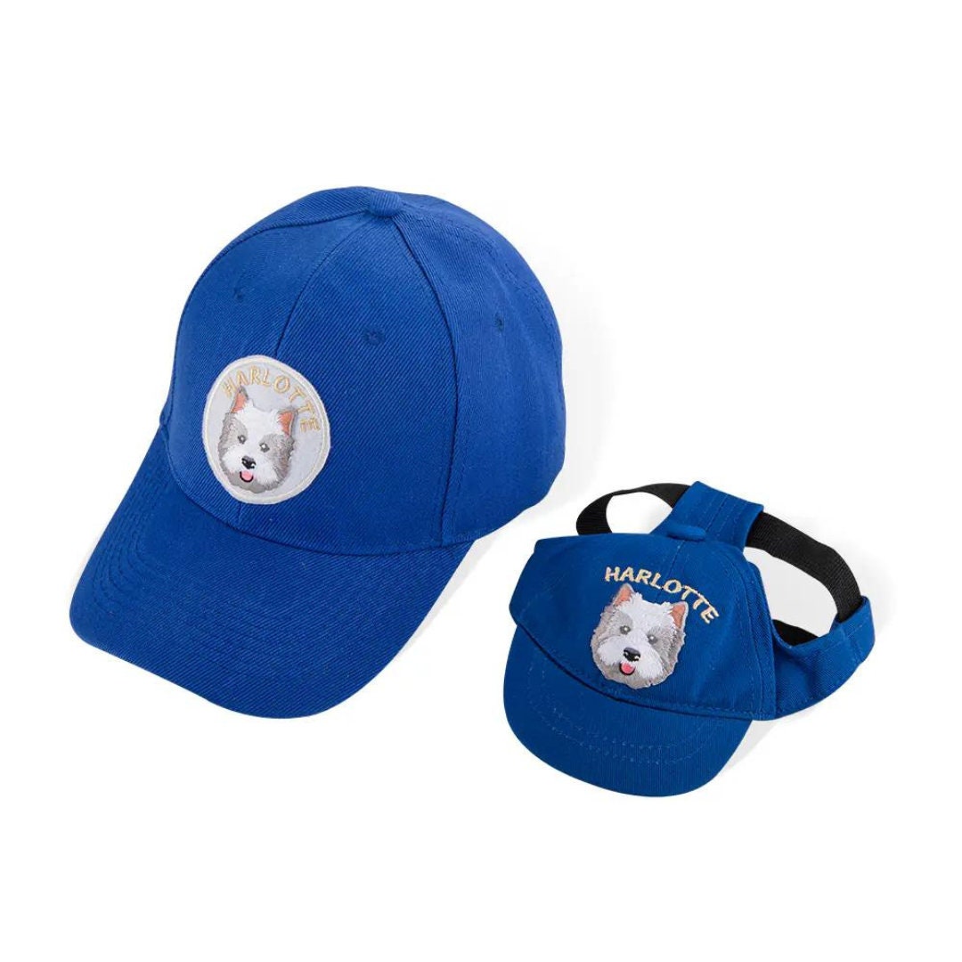 Embroidered Dog and Owner Baseball Caps with Breed & Custom Names