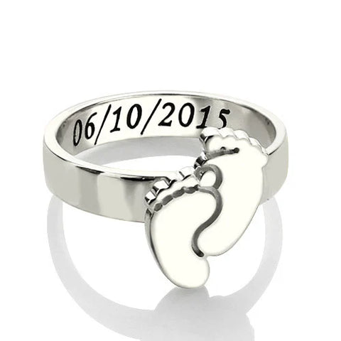 Baby Feet Ring with Custom Engraving