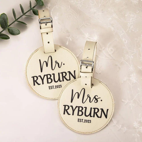 Personalized Round Leather Luggage Tags