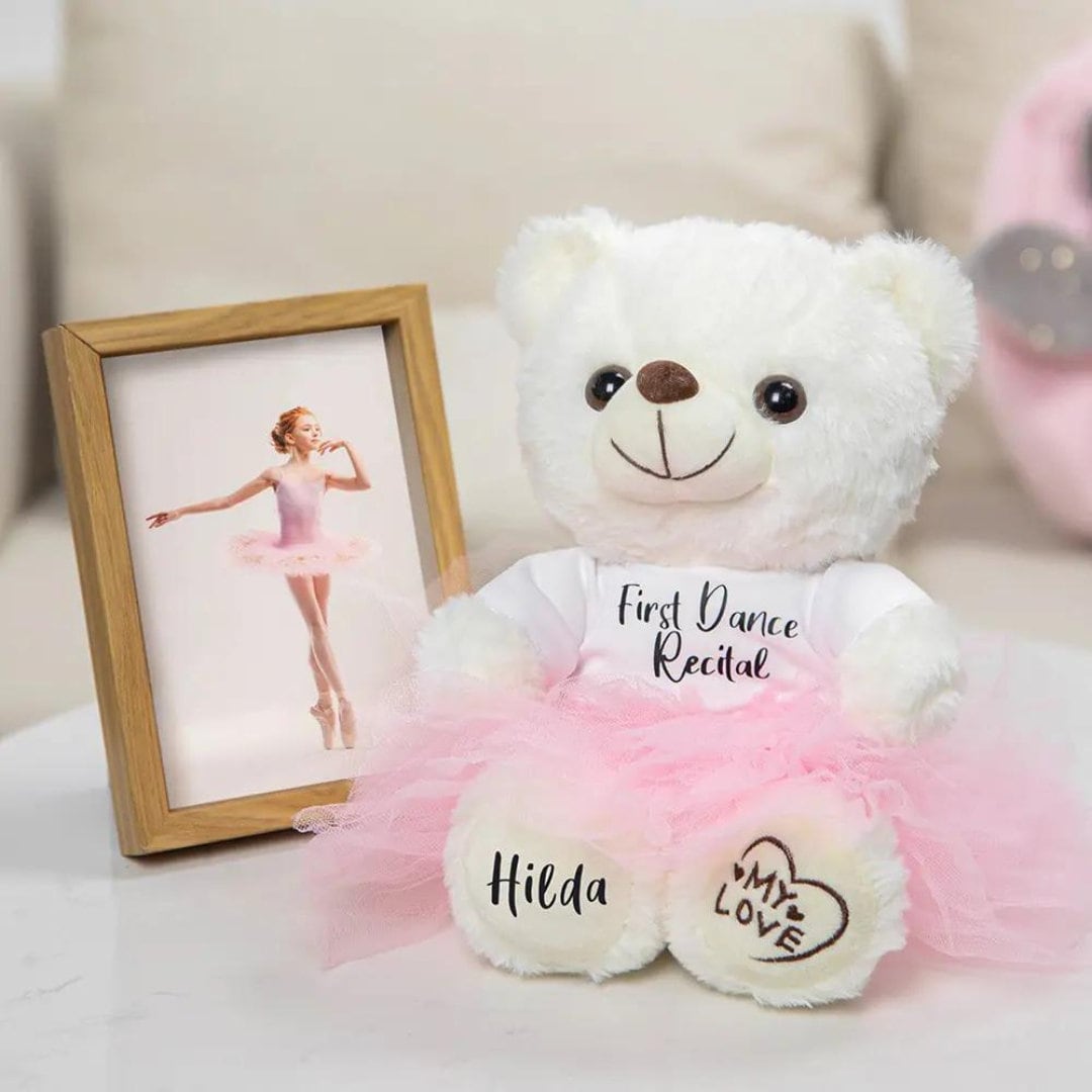 Personalized Ballerina Plush Bear with Name and Custom Text