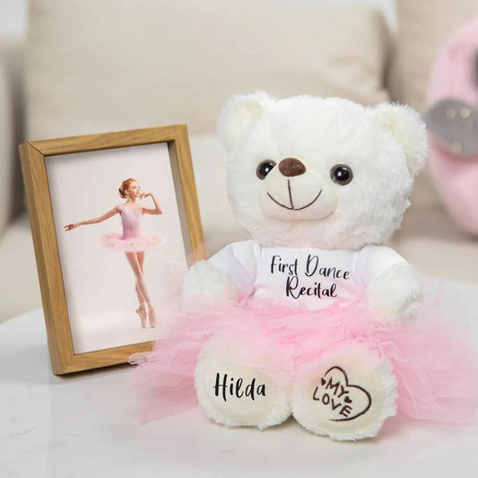 Personalized Ballerina Plush Bear with Name and Custom Text
