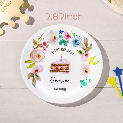 Happy Birthday Plate with Cutom Name & Date