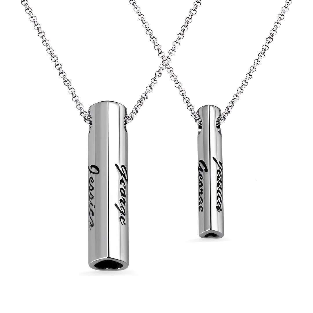 Matching Double Heart Bar Necklace
