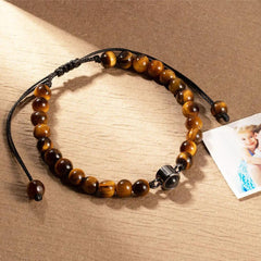 Armband mit individueller Fotoprojektion und Natursteinperlen
