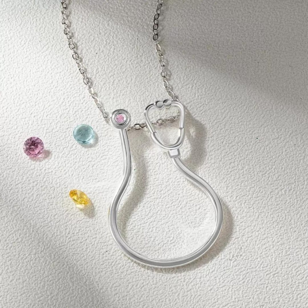 Stethoscope Ring Holder Necklace with Birthstone – Bella Olivia Gifts