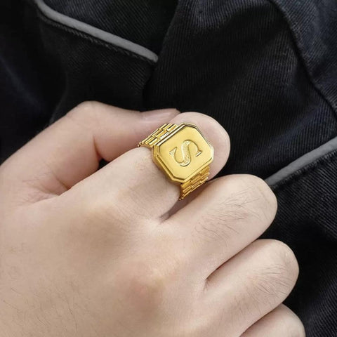 Custom Initial Men's Signet Ring