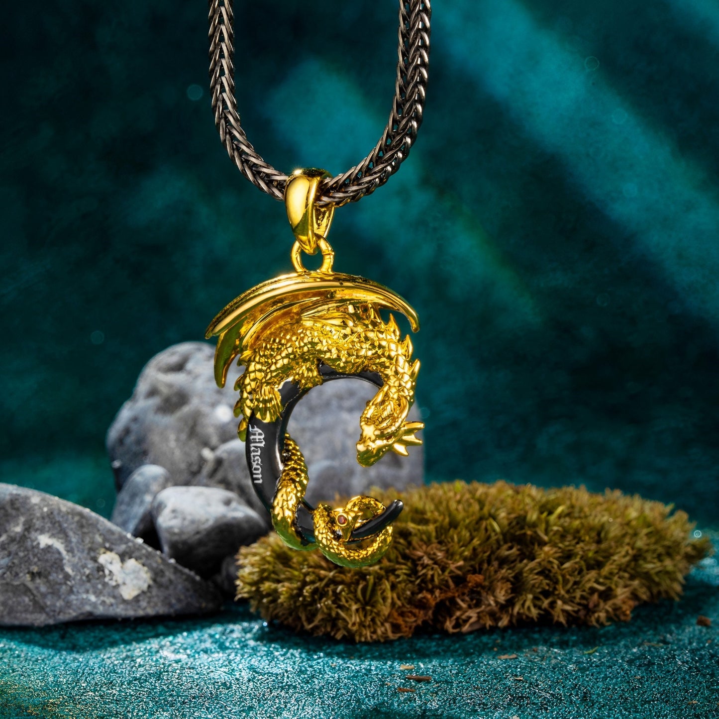 Customized Moon Dragon Birthstone Necklace