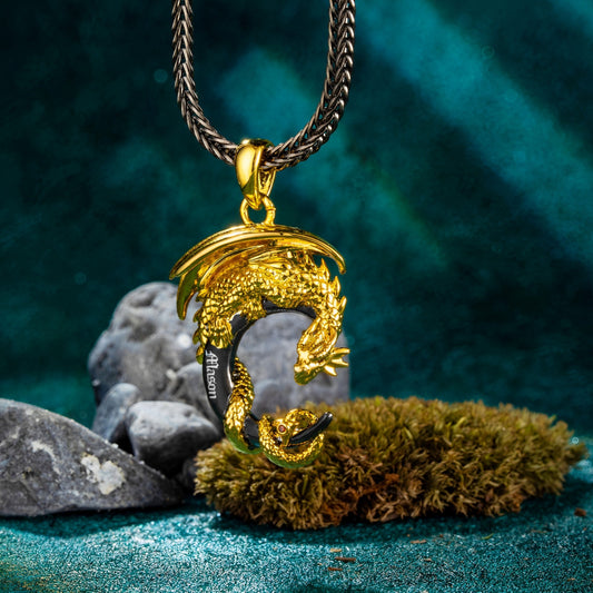 Customized Moon Dragon Birthstone Necklace