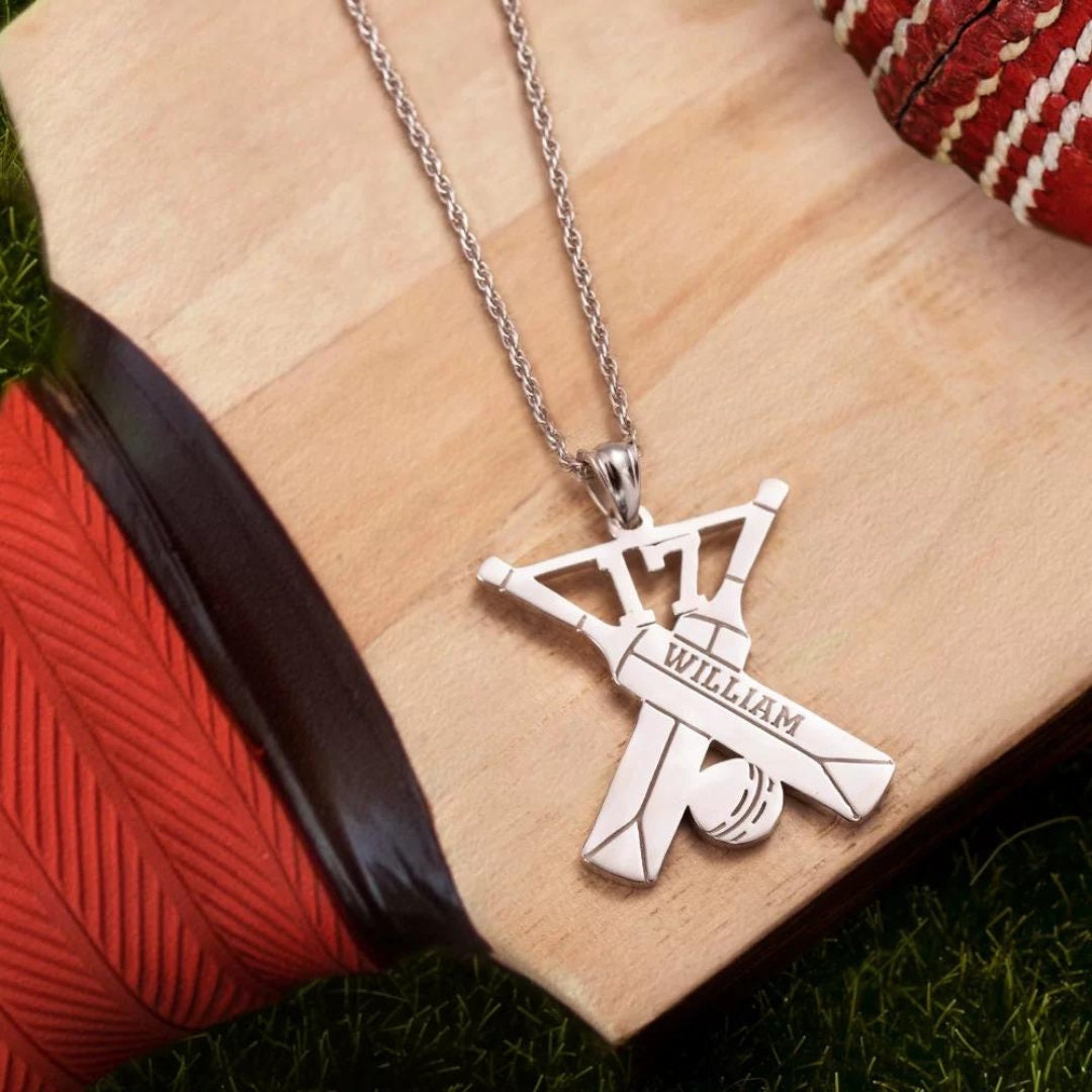 Personalized Cricket Bat Necklace
