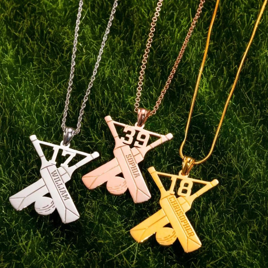 Personalized Cricket Bat Necklace