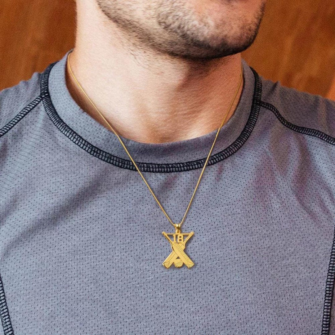 Personalized Cricket Bat Necklace