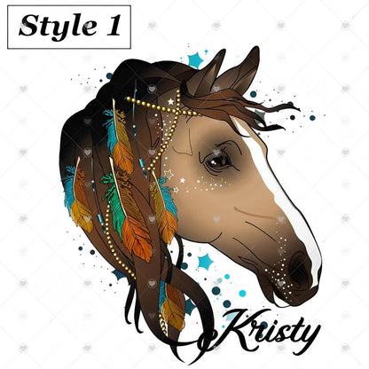 Customized Water Bottle with Graphic Horse Art