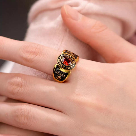 Personalized Graduation Signet Birthstone Ring