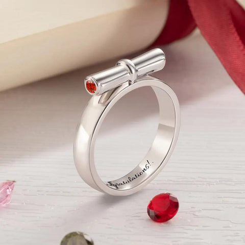 Custom Engraved Diploma Scroll Graduation Ring