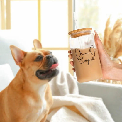 Personalized Dog Ear Glass Can