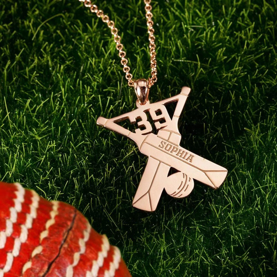 Personalized Cricket Bat Necklace