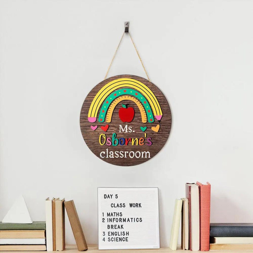 Custom Name Rainbow Teacher Door Sign