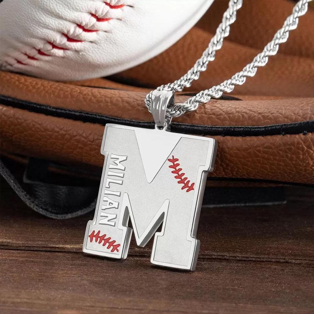 Custom Name Baseball Initial Necklace