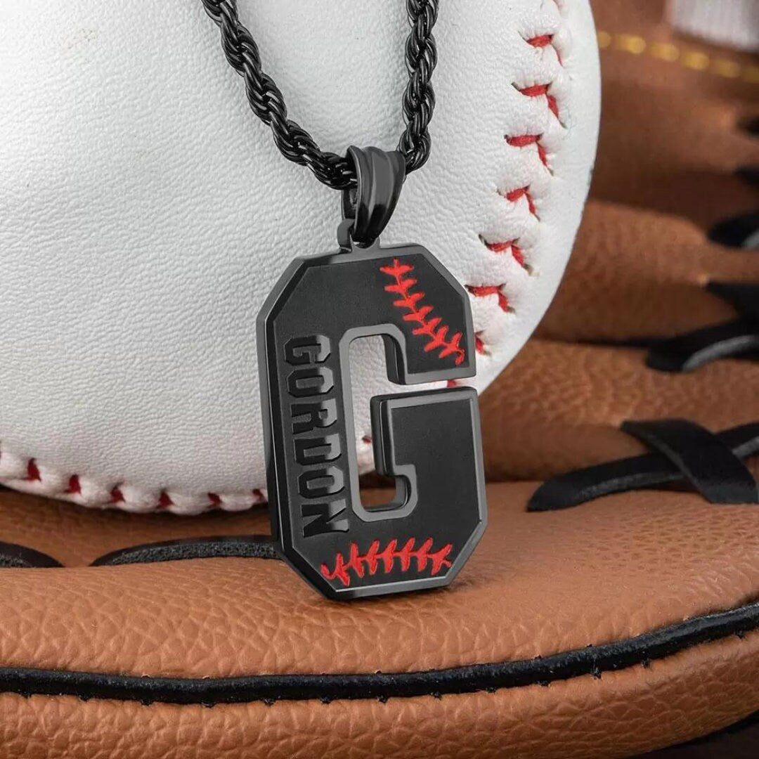 Custom Name Baseball Initial Necklace