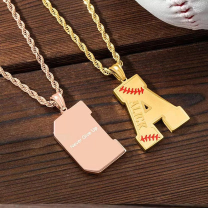 Custom Name Baseball Initial Necklace
