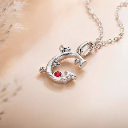 Custom Initial and Leaves Necklace with Birthstone