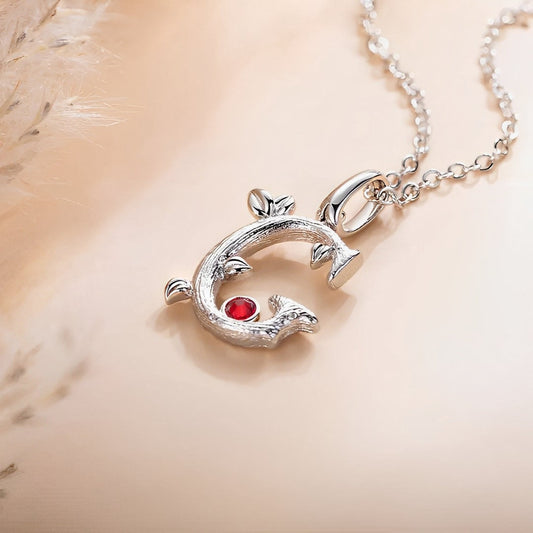 Custom Initial and Leaves Necklace with Birthstone
