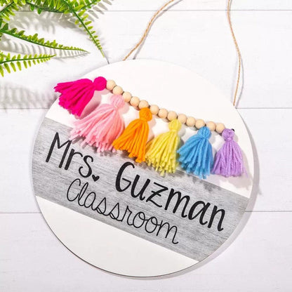 Personalized Boho Rainbow Teacher Door Sign