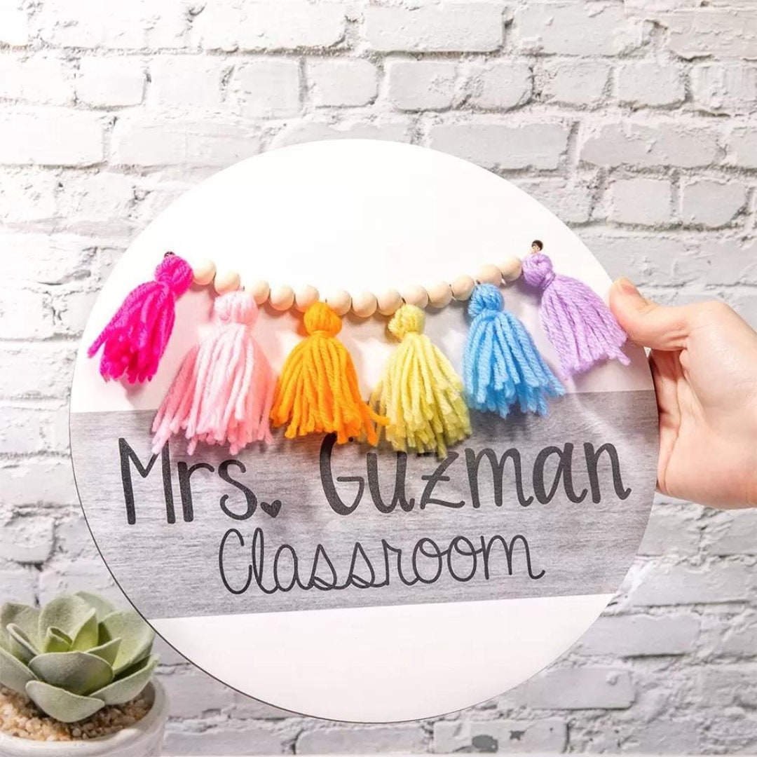 Personalized Boho Rainbow Teacher Door Sign