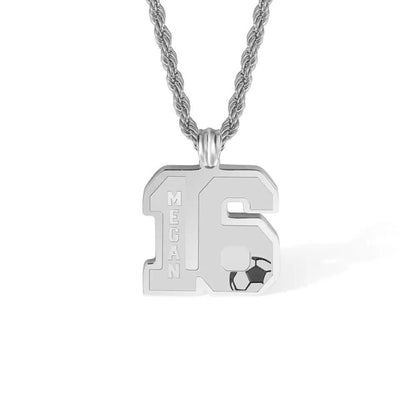 Custom Name Soccer Number Necklace