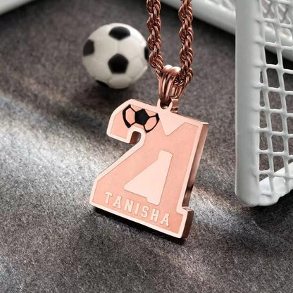 Custom Name Soccer Number Necklace
