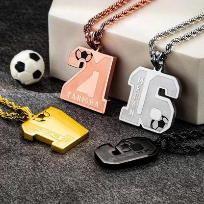 Custom Name Soccer Number Necklace