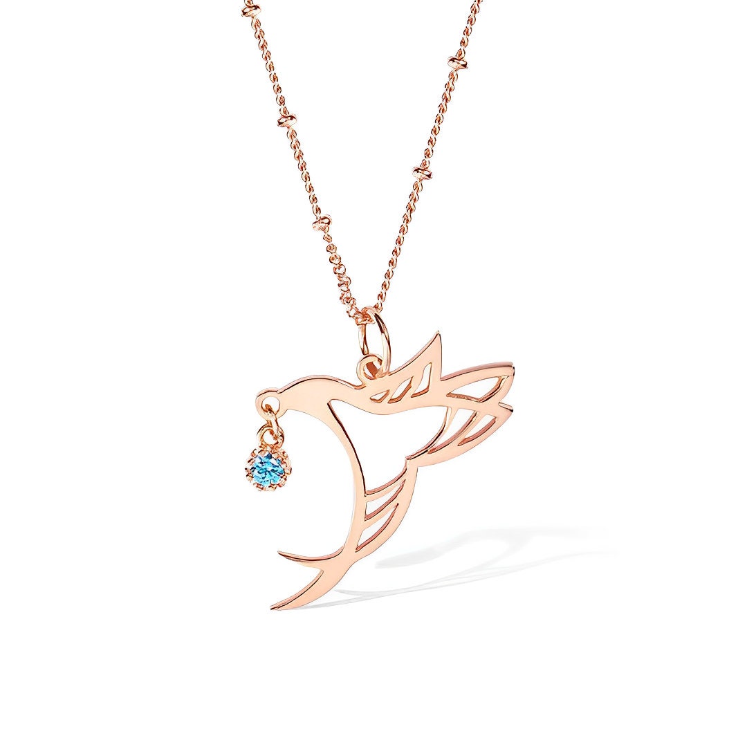 Custom Hummingbird Birthstone Necklace