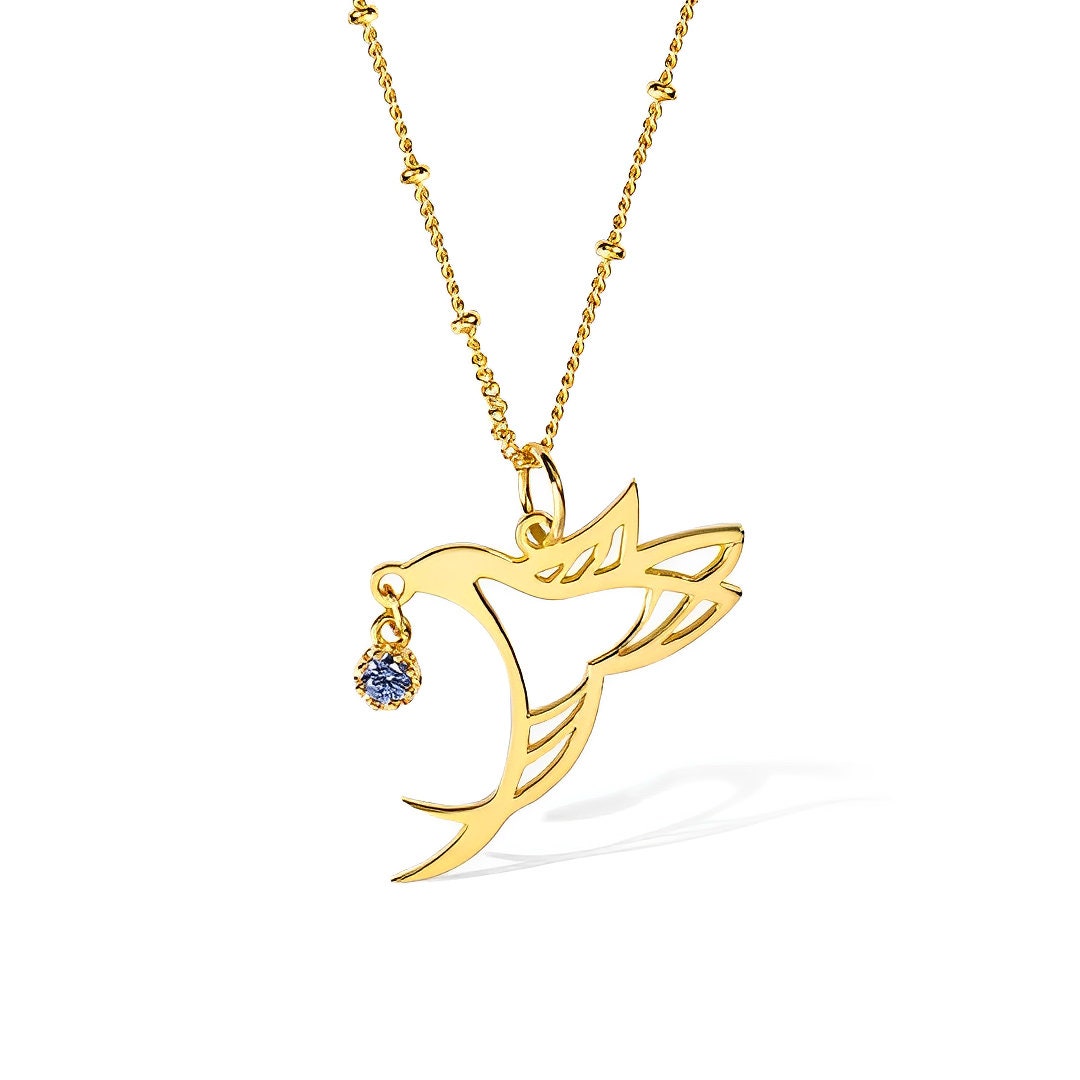 Custom Hummingbird Birthstone Necklace