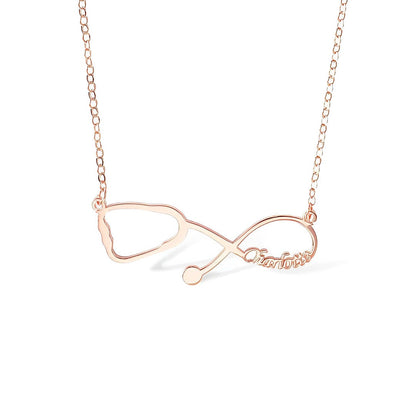 Custom Stethoscope Infinity Name Necklace