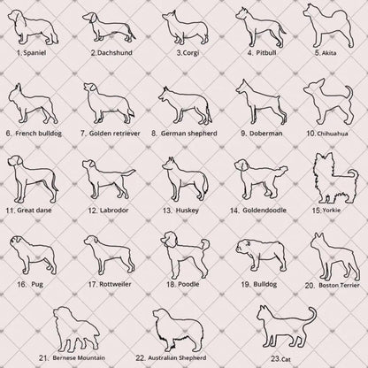 Personalized Dog/Cat Breed Silhouette Line Drawing Necklace