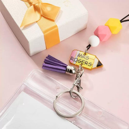 Custom Name Pencil Lanyard with Badge Holder