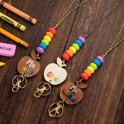 Personalized Lanyard with Wooden Beads