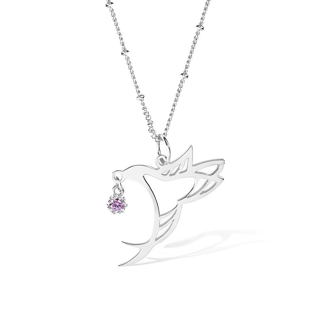 Custom Hummingbird Birthstone Necklace
