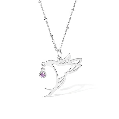 Custom Hummingbird Birthstone Necklace