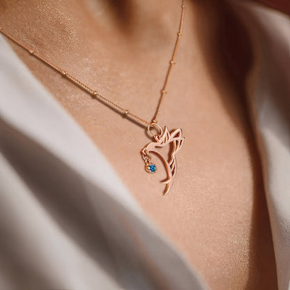 Custom Hummingbird Birthstone Necklace